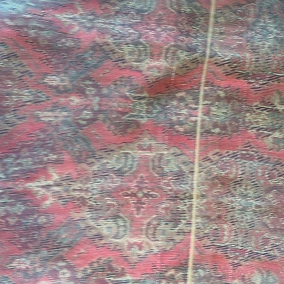 2 Vintage King Size 18 x 33” Woven Tapestry Crimson Cream Trim Pillow Covers - Picture 12 of 16